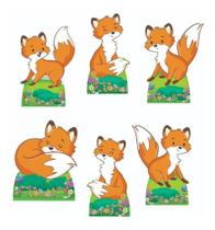 Raposinha Fox Kit 6 Displays Totens Mesa Kit Enfeites Festa