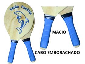 Raquete Beach Tênis Frescobol Com Bolinha Cor Madeira Praia