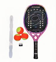 Raquete beach tennis vision pro strange 2026 + protetor + overgrip + bolas Raquete beach tennis vision pro strange 2026 + protetor + overgrip + bolas
