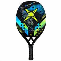 Raquete Beach Tennis Xcalante Sunwave X3202 Carbono Preta e Amarela com Overgrip, Munhequeira e Capa Profissional
