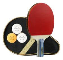 Raquete Classineta Profissional Ping Pong Huieson 3 Estrelas + Raqueteira + 3 Bolas Oficial Raquete Classineta Profissional Ping Pong Huieson 3 Estrelas + Raqueteira + 3 Bolas Oficial