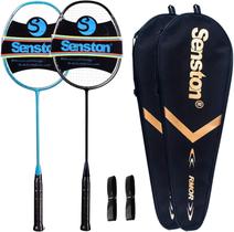 Raquete de badminton Senston N80, pacote com 2 unidades completas de fibra de carbono Raquete de badminton Senston N80, pacote com 2 unidades completas de fibra de carbono