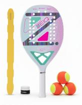 Raquete de Beach Tennis Advanced Julia Nogueira White Zeiq 3K + KIT UPGRADE Raquete de Beach Tennis Advanced Julia Nogueira White Zeiq 3K + KIT UPGRADE