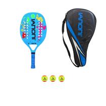 Raquete de beach tennis ianoni 100% carbono + bolsa e 3 bolinhas