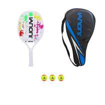 Raquete de beach tennis ianoni 100% carbono + bolsa e 3 bolinhas