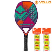 Raquete de Beach Tennis Power 100 Roxa + 6 Bolas de Beach Tennis - Vollo Sports