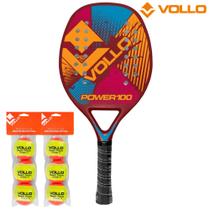 Raquete de Beach Tennis Power 100 Vermelha + 6 Bolas de Beach Tennis - Vollo Sports