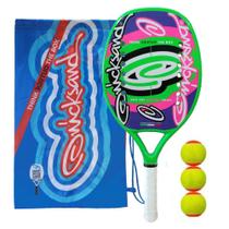 Raquete de Beach Tennis Quicksand Basic Green 2021 + Capa - Fibra de Vidro + Carbono