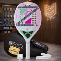 Raquete de Beach Tennis Zeiq Advanced WHITE 3K Julia Nogueira com tratamento Raquete de Beach Tennis Zeiq Advanced WHITE 3K Julia Nogueira com tratamento