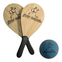 Raquete De Frescobol Madeira/ 2 Raquetes Com Bola e Sacola
