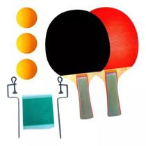 Raquete de madeira para tênis de mesa com 3 bolas de plástico e rede - Nala