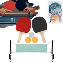 Raquete De Ping Pong Com 2 Pecas 3 Bolinhas Suporte Rede