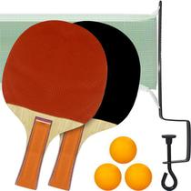 Raquete De Ping Pong + Raquetes + Bolinhas + Suporte + Rede