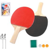Raquete de Tenis Mesa Infantil Ping Pong 3 Bolinhas Rede e Suporte 8 pçs