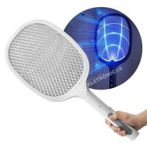 Raquete Elétrica 2 IN 1 Luz UV Extermina Moscas Pernilongos Mosquito Chikungunya Recarregável DP834