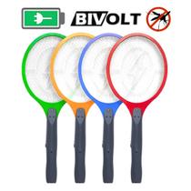Raquete Elétrica Bilvolt 110V/220V Recarregável Portátil Mata Insetos Muriçoca Mosca Mosquito Pernilongo Dengue Aedes p/ Calor Verão