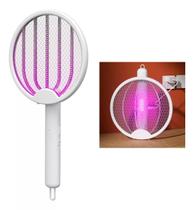 Raquete Elétrica Com Led Mata Mosca e Mosquito Recarregável Bivolt