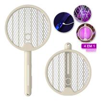 Raquete Elétrica Dobrável Mata Insetos Recarregável Usb Contra Dengue Uv Luz Roxa