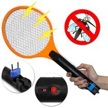 Raquete Elétrica Mata Insetos Choque 110/220 V Tensão Casa Contra Mosquito Dengue Botão Segurança Inmetro Led Indicador