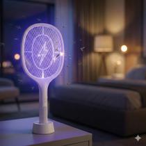 Raquete Elétrica Mata Insetos Mosca Mosquito Pernilongo Recarregável USB com Base de Apoio Luz UV LED Atrativa Uso Manual Automático Portátil Raquete Elétrica Mata Insetos Mosca Mosquito Pernilongo Recarregável USB com Base de Apoio Luz UV LED Atrativa Uso Manual Automático Portátil