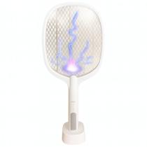 Raquete Elétrica Mata Insetos Recarregável com Base e Luz LE