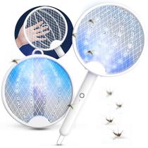 Raquete Eletrica Mata Mosquito Dobravel Luz Uv Led Dengue