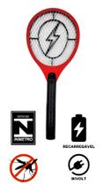 Raquete Elétrica Mata Mosquito Insetos Recarregável Bivolt