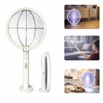 Raquete Elétrica Mata Mosquito Recarregável USB com Luz UV 2 em 1 Portátil Silenciosa Sem Químicos para Quarto Sala Escritório e Ambientes Internos