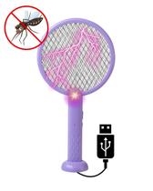 Raquete Elétrica Mata Mosquitos Pernilongo Aedes com Modo Armadilha Proteção Noturna
