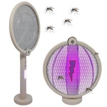 Raquete Elétrica Portátil Luz LED UV Mata Mosquito Pernilongos Recarregável USB Bivolt DP839