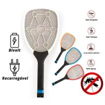Raquete Elétrica Recarregável Mata Mosquito Pernilongo Premium