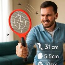 Raquete Elétrica Recarregável Proteção Mata Mosquito Dengue Insetos Casa Apartamento Viagem Prático