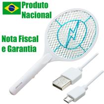 Raquete Elétrica Recarregável Usb Mata Inseto Mosquito Mosca Pernilongo Muriçoca Com Bateria Bivolt Hc034