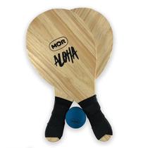 Raquete Frescobol Beach Tênis Madeira Praia Com Bolinha