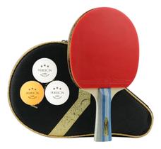 Raquete Huieson 3 Estrelas Clássica Profissional Ping Pong Tênis de Mesa + Capa + 3 Bolas