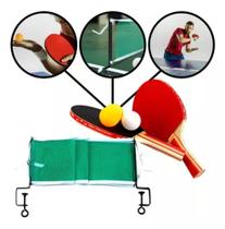 Raquete Ping Pong Para Tenis De Mesa Par + 3 Bolas + Rede - brasport
