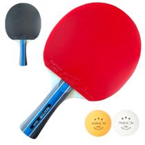 Raquete Ping Pong Profissional Reactor ITTF 2 Bolas 3 Estrelas Huieson