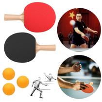 Raquete Ping Pong Tênis De Mesa Par + 3 Bolas De Brinde