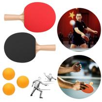 Raquete Ping Pong Tênis De Mesa Par + 3 Bolas De - Racket Pro