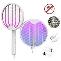 Raquete Super Premium Elétrica Mata Mosquito Com Luz Led Uv Cor Branco