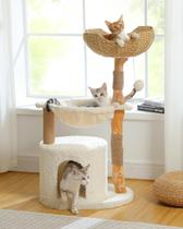 Rascador Moderno MUTTROS para Gatos Grandes con Condo Acogedor Blanco