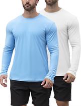 Rash Guard HOPLYNN UPF 50+ para homens, pacote com 2, azul, branco, XXL Rash Guard HOPLYNN UPF 50+ para homens, pacote com 2, azul, branco, XXL
