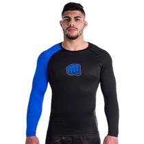 Rash Guard Koral Kombat Manga Longa Preto e Azul