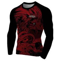 Rash Guard Masculina Compressão No Gi Lion Red Manga Longa