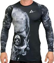 Rash Guard Masculina Compressão NoGi Face Caveira Manga Longa Rash Guard Masculina Compressão NoGi Face Caveira Manga Longa