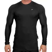 Rash Guard Masculina Compressão NoGi Lisa Preta Manga Longa