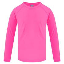 Rash Guard Semois de manga comprida rosa neon para meninas de 9 a 10 anos