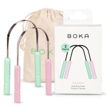 Raspador de Língua Boka Rasana em Aço Inoxidável - Kit com 2 Unidades