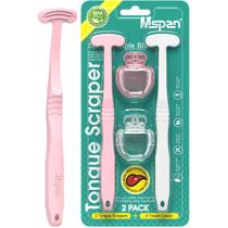 Raspador de Língua Mspan Kit com 2 Unidades com Estojo de Viagem Rosa e Branco Raspador de Língua Mspan Kit com 2 Unidades com Estojo de Viagem Rosa e Branco
