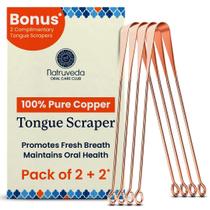 Raspador de língua Natruveda Copper para crianças e adultos, pacote com 4 Raspador de língua Natruveda Copper para crianças e adultos, pacote com 4